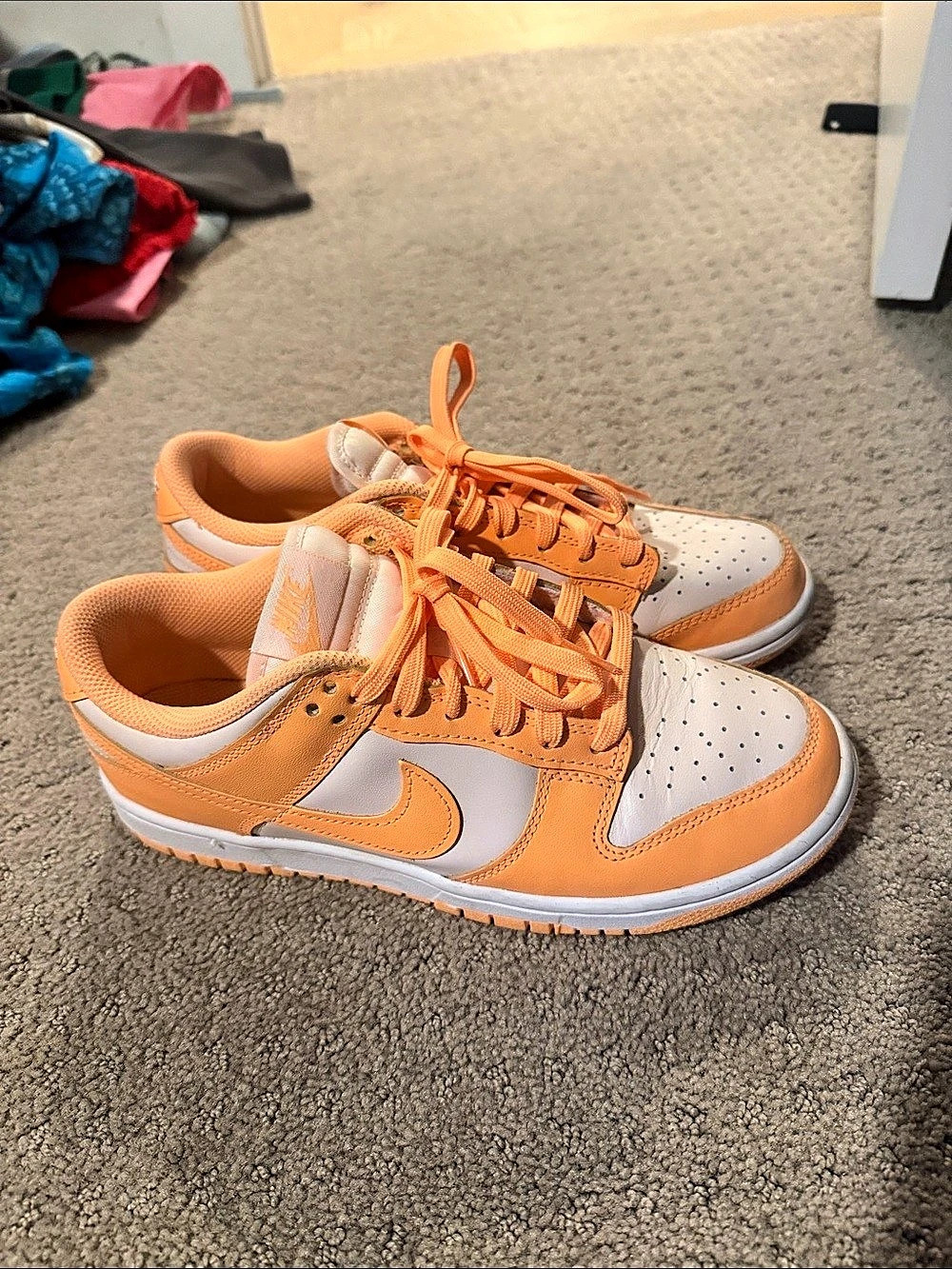 Nike Dunk Low Orange Pearl Sneakers in Orange & White